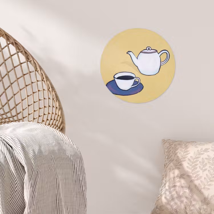 Behangcirkel - Theepot - Kopje - Beige - Illustratie — 5