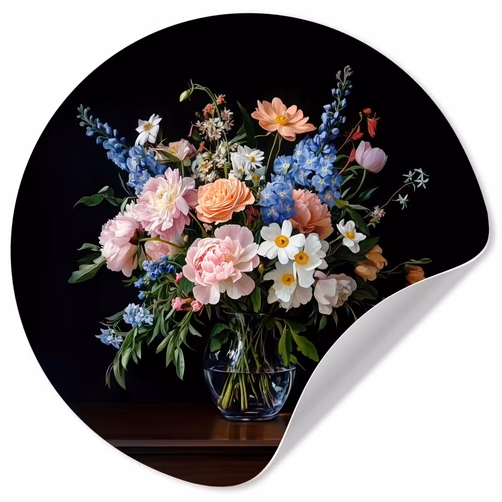 Behangcirkel - Pastel - Bloemen - Glazen - Vaas — 1