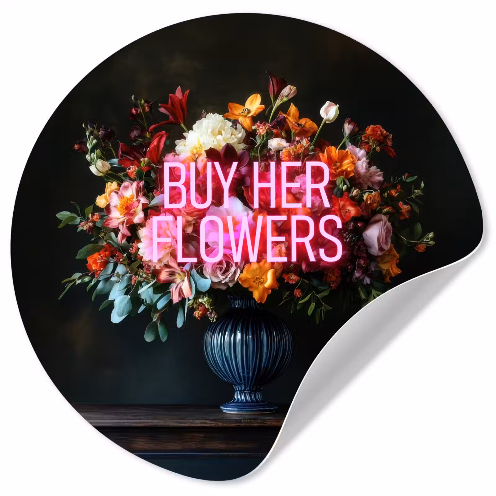 Behangcirkel - Quote - Bloemen - Vaas - Neon — 1