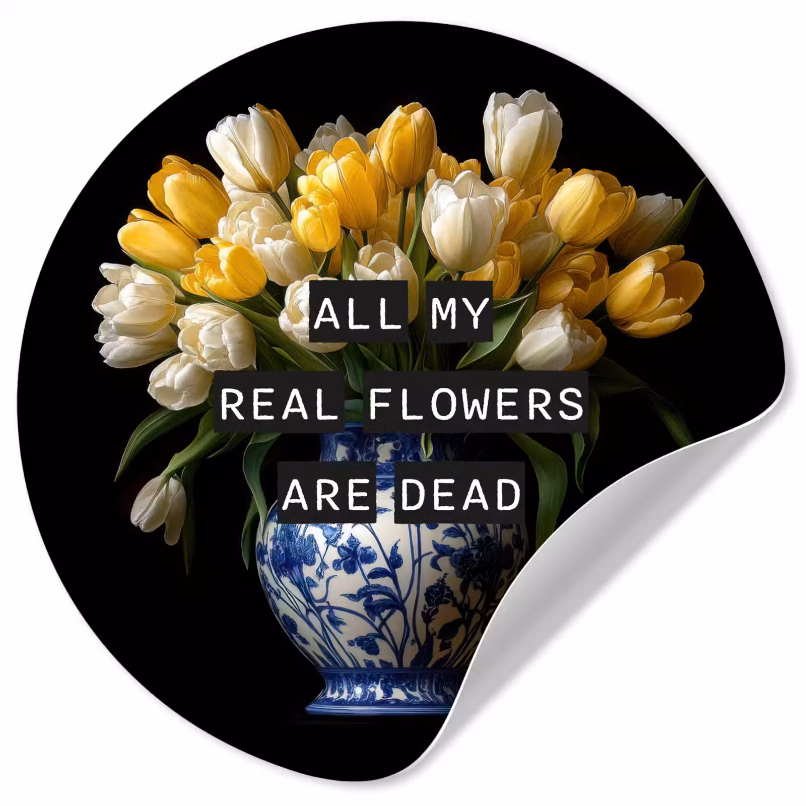 Behangcirkel - Quotes - Bloem - Tulp - Geel — 1