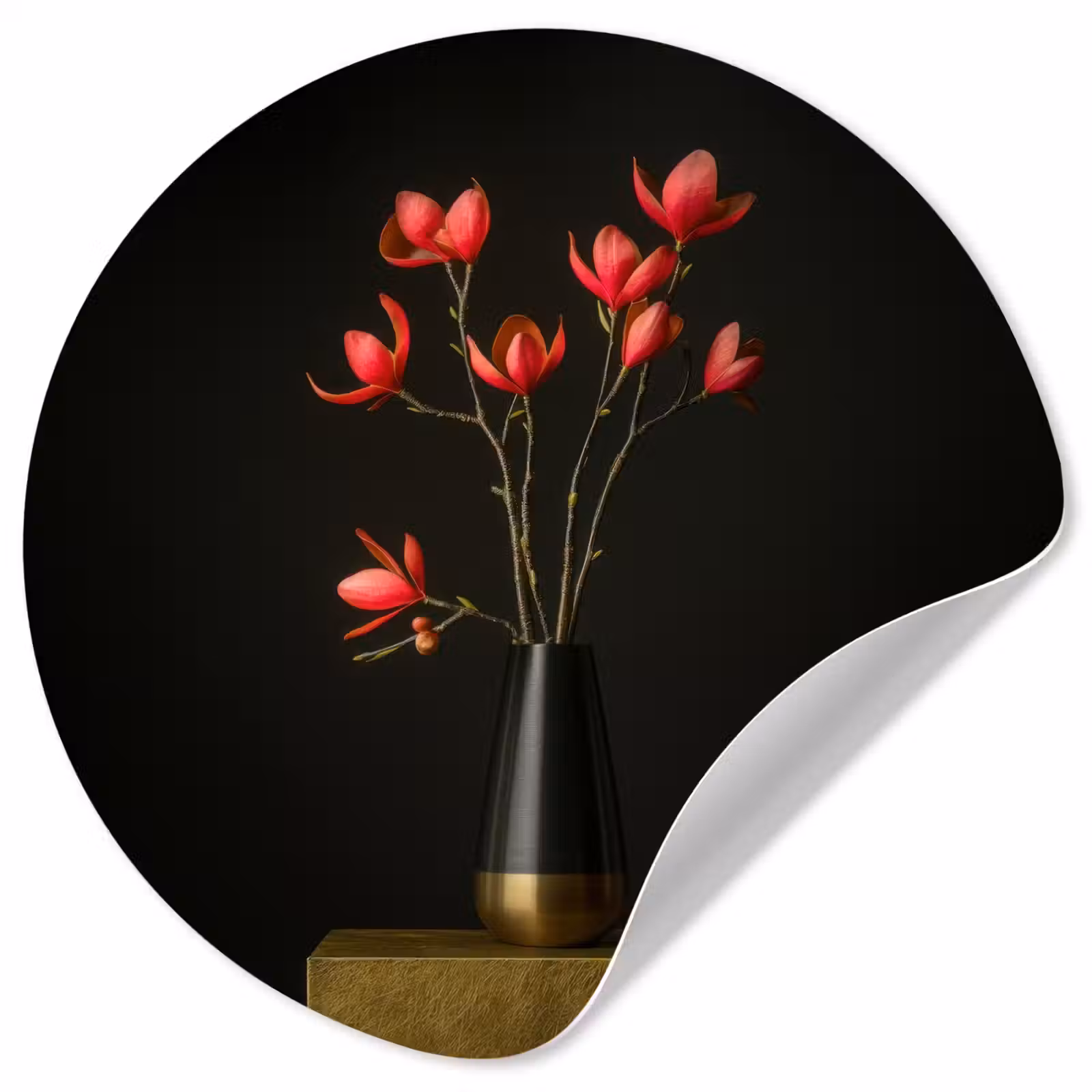 Behangcirkel - Rode - Bloemen - Vaas — 1