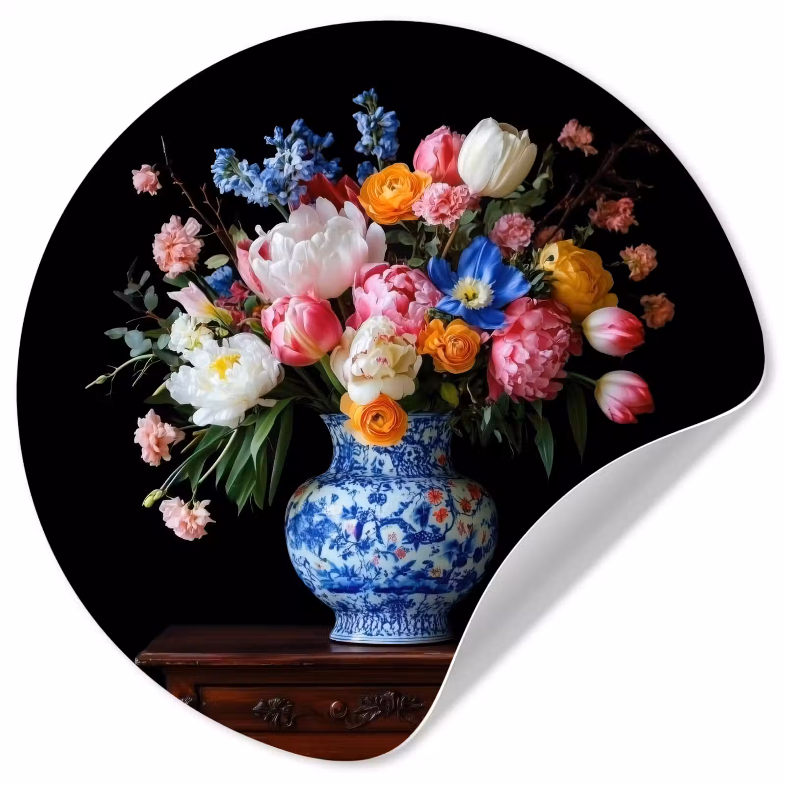 Behangcirkel - Rozen - Bloemen - Vaas - Boeket — 1