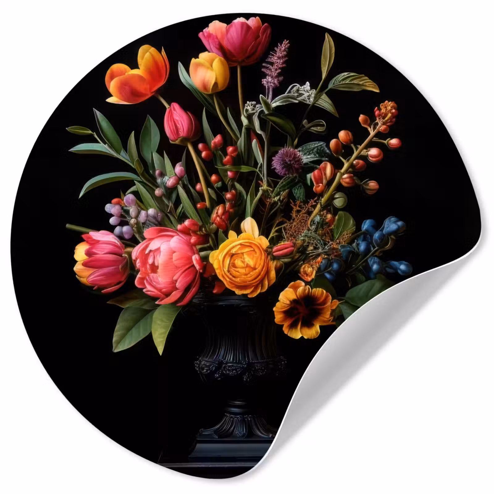 Behangcirkel - Tulpen - Bessen - Boeket - Vaas — 1
