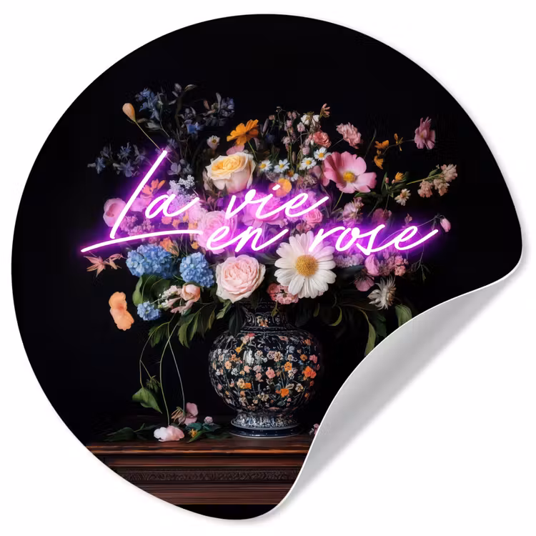 Behangcirkel - Neon - Vaas - Bloemen — 1