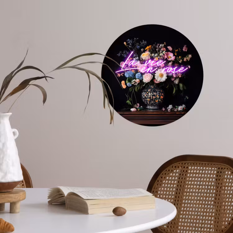 Behangcirkel - Neon - Vaas - Bloemen — 4