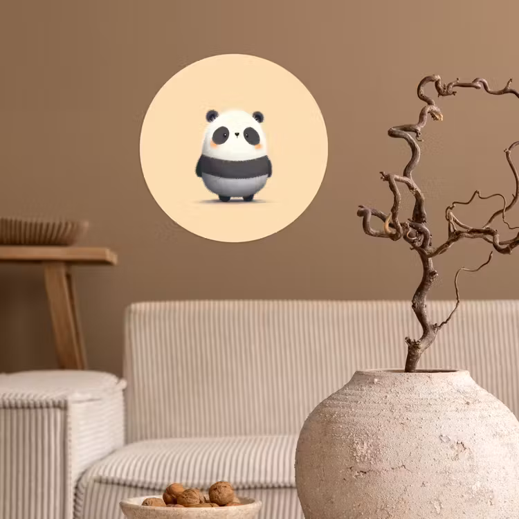 Behangcirkel - Panda - Beige - Minimalistisch — 2