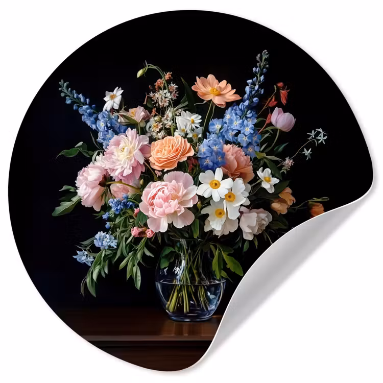 Behangcirkel - Pastel - Bloemen - Glazen - Vaas — 1