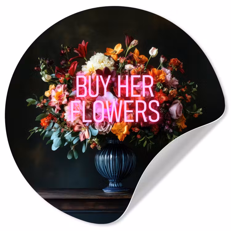 Behangcirkel - Quote - Bloemen - Vaas - Neon — 1
