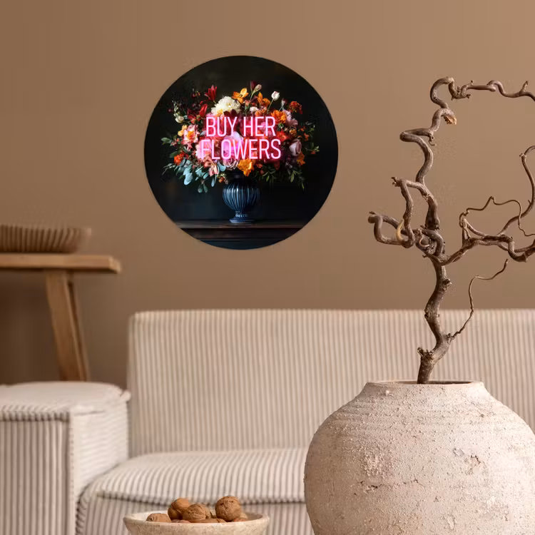 Behangcirkel - Quote - Bloemen - Vaas - Neon — 2