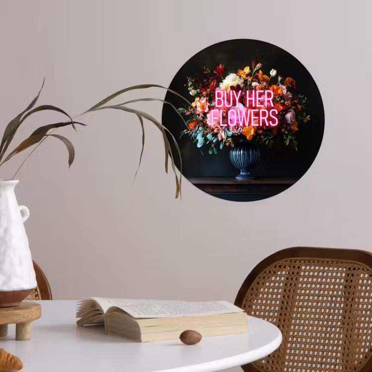 Behangcirkel - Quote - Bloemen - Vaas - Neon — 4