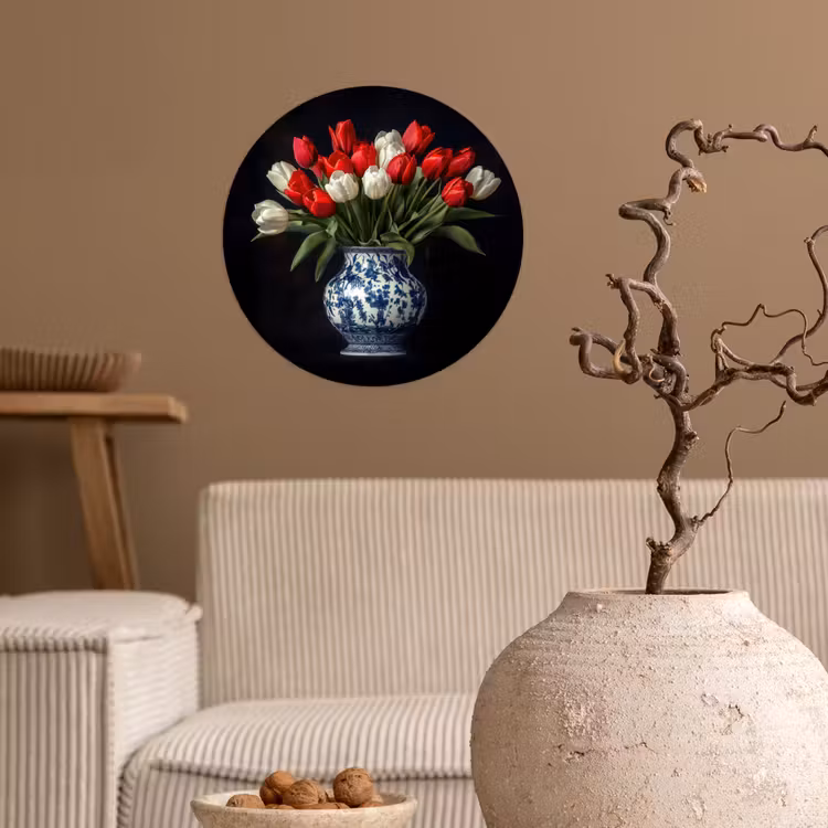Behangcirkel - Rode - Bloemen - Tulpen - Vaas — 2