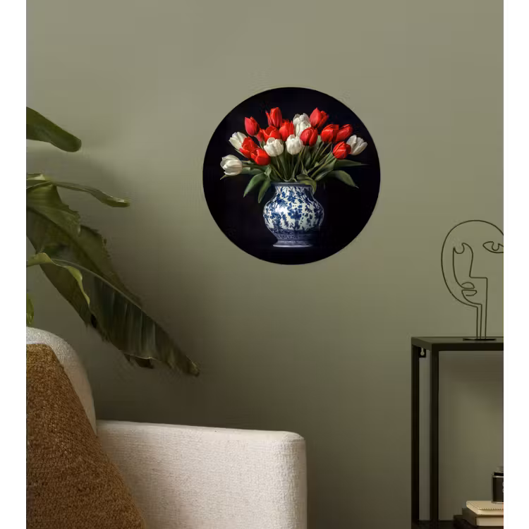 Behangcirkel - Rode - Bloemen - Tulpen - Vaas — 3