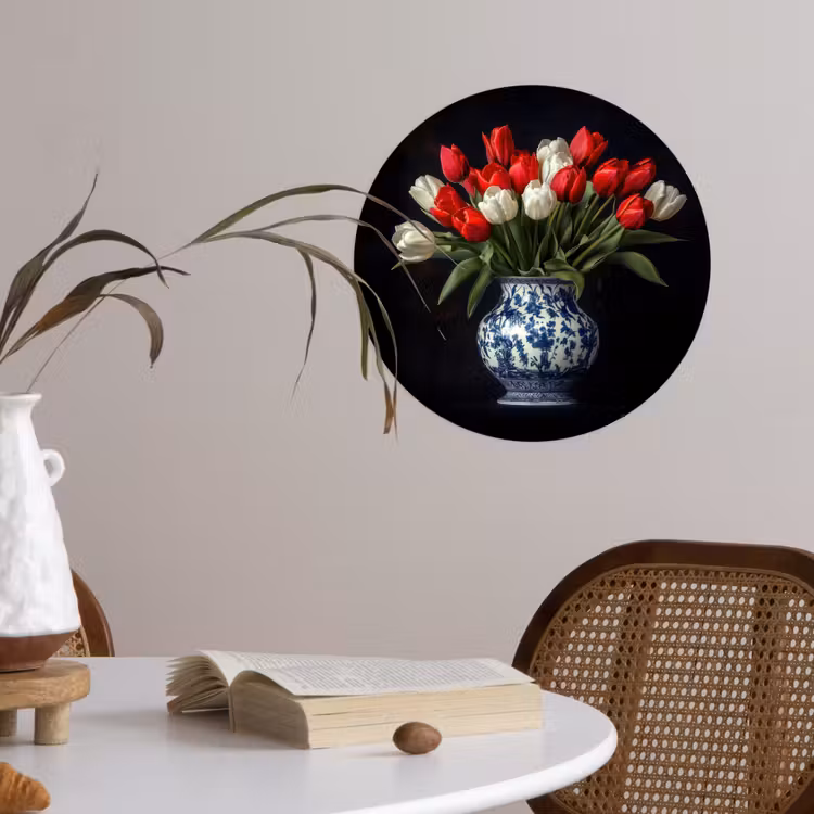 Behangcirkel - Rode - Bloemen - Tulpen - Vaas — 4