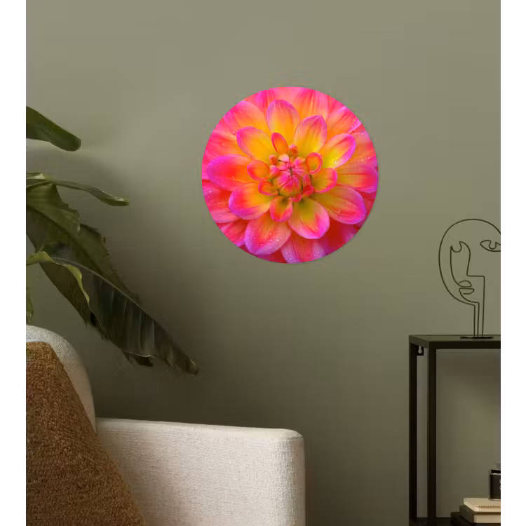 Behangcirkel - Roze - Dahlia - Kleurrijk — 3