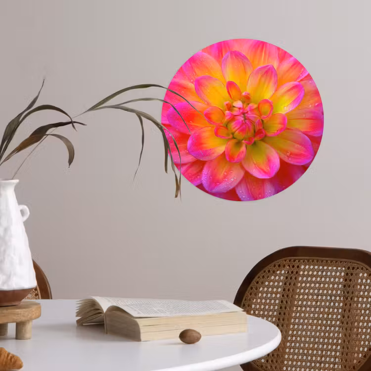 Behangcirkel - Roze - Dahlia - Kleurrijk — 4