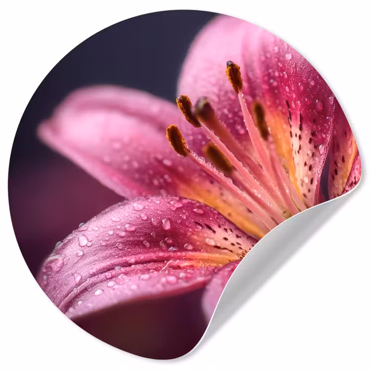 Behangcirkel - Roze - lelie - Dauwdruppels — 1