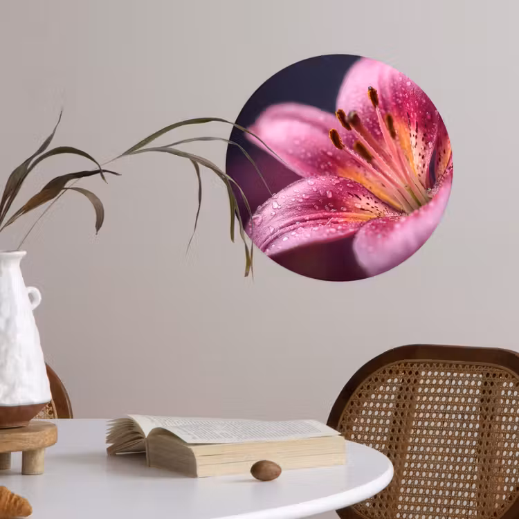 Behangcirkel - Roze - lelie - Dauwdruppels — 4