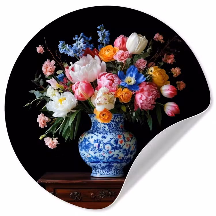 Behangcirkel - Rozen - Bloemen - Vaas - Boeket — 1