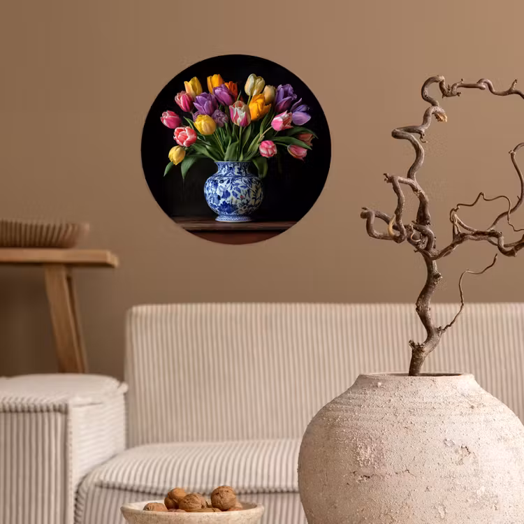 Behangcirkel - Tulpen - Kleuren - Hout - Vaas — 2