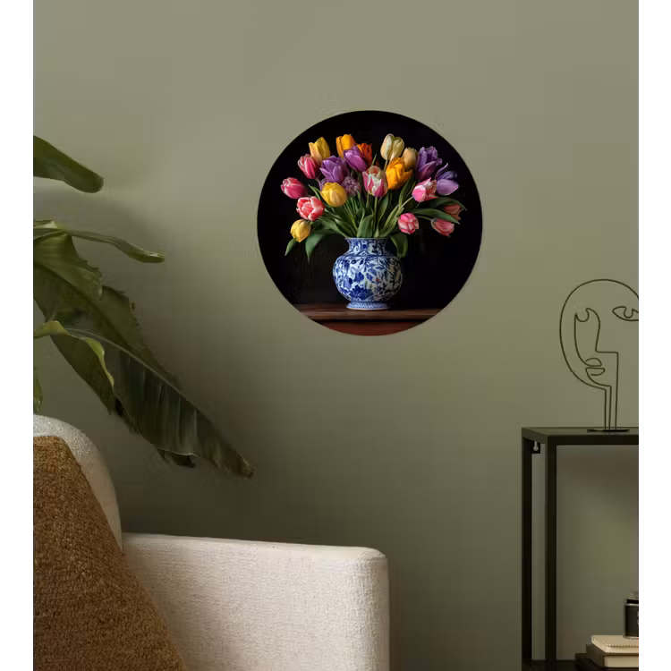 Behangcirkel - Tulpen - Kleuren - Hout - Vaas — 3