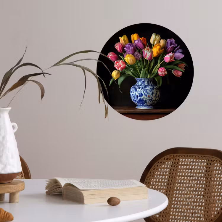 Behangcirkel - Tulpen - Kleuren - Hout - Vaas — 4