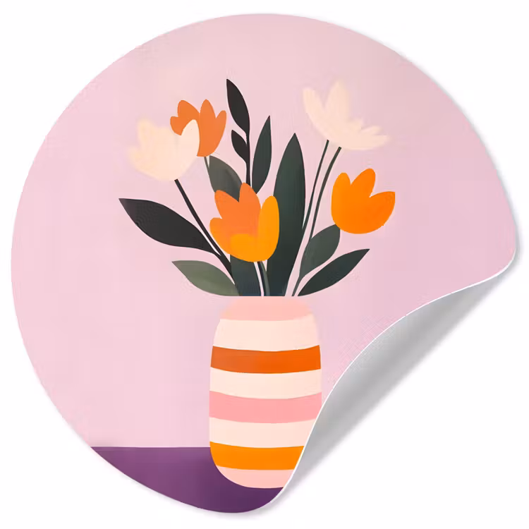 Behangcirkel - Tulpen - Vaas - Strepen - Paars — 1