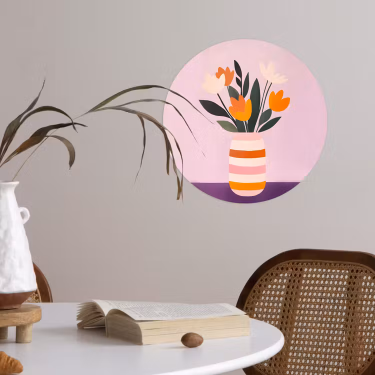 Behangcirkel - Tulpen - Vaas - Strepen - Paars — 4