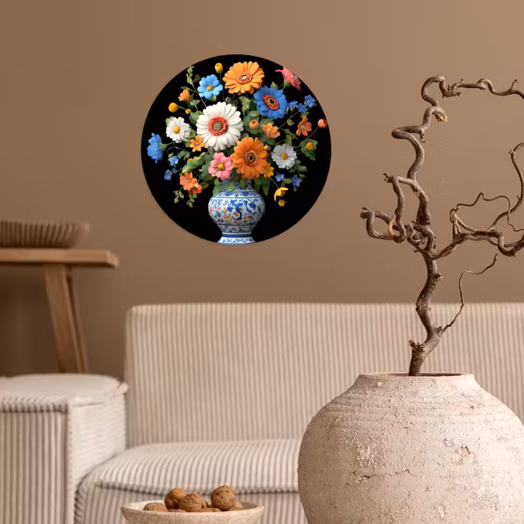 Behangcirkel - Vaas - Boeket - Bloemen - Kleur — 2