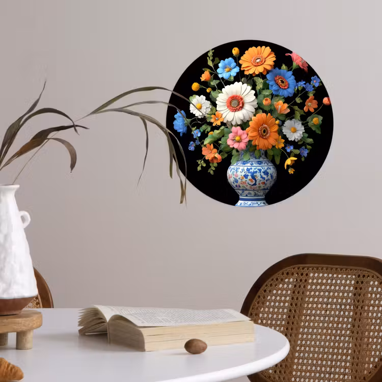 Behangcirkel - Vaas - Boeket - Bloemen - Kleur — 4