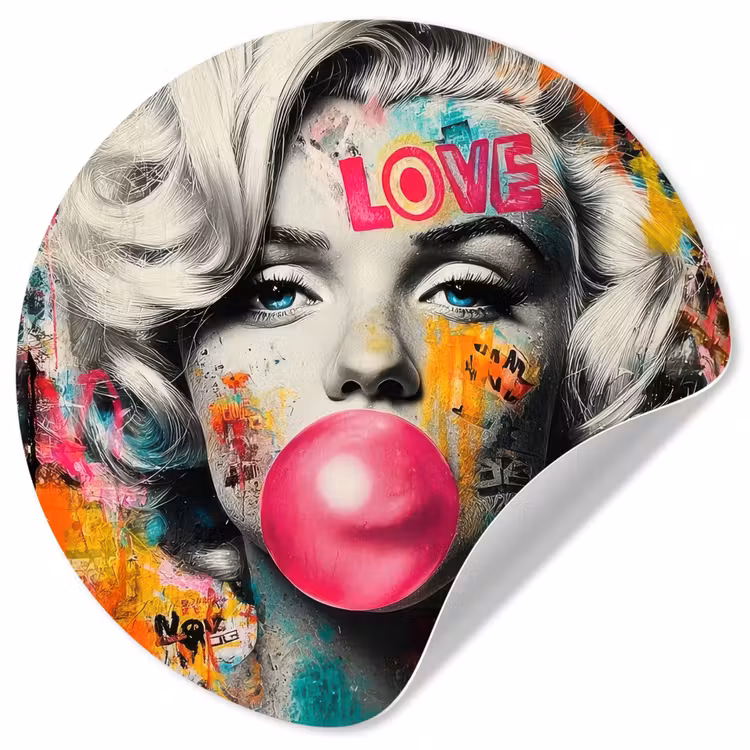 Behangcirkel - Vrouw - Kauwgom - Graffiti - Neonkleuren — 1