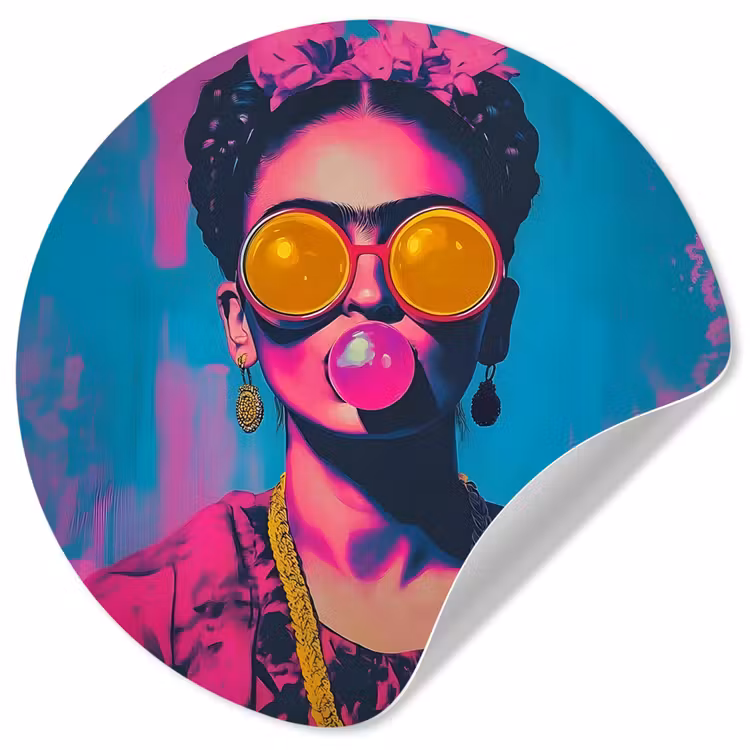 Behangcirkel - Vrouw - Kauwgom - Zonnebril - Oranje — 1
