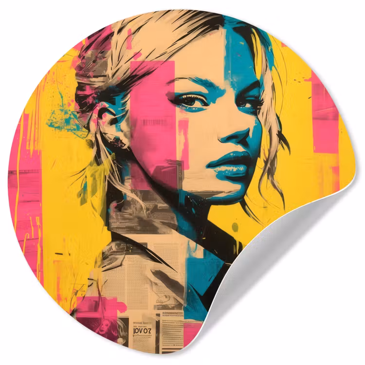 Behangcirkel - Vrouw - Verfstrepen - Gekleurd — 1