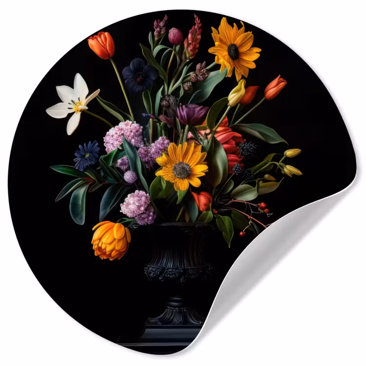 Behangcirkel - Zonnebloemen - Boeket - Kleurrijk — 1