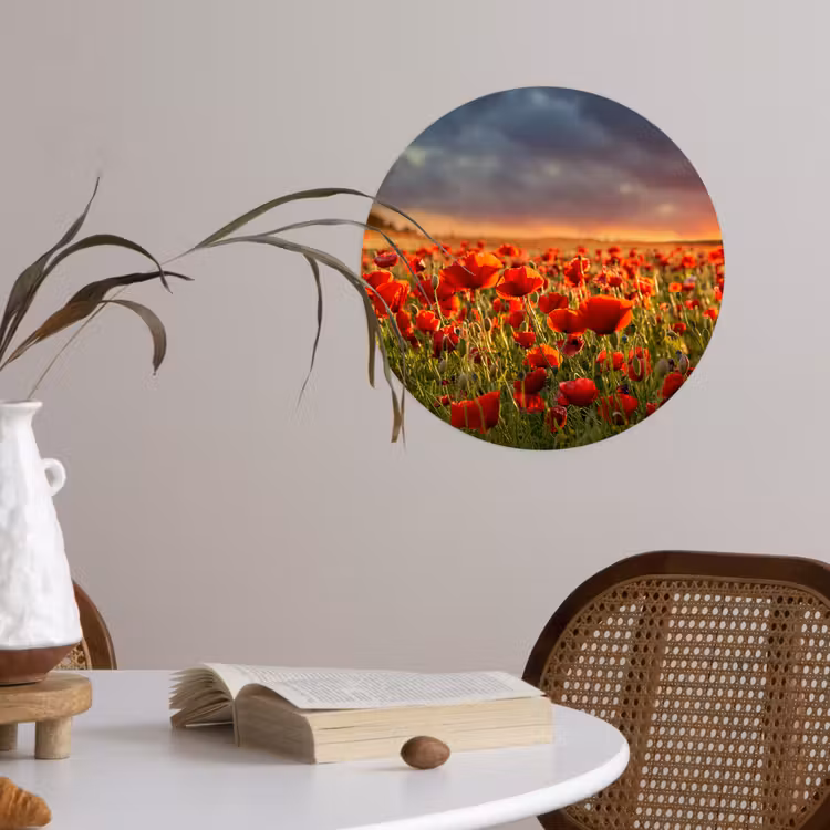 Behangcirkel - Zonsondergang - Klaprozen - Rood - Bloemen - Veld - Natuur — 4