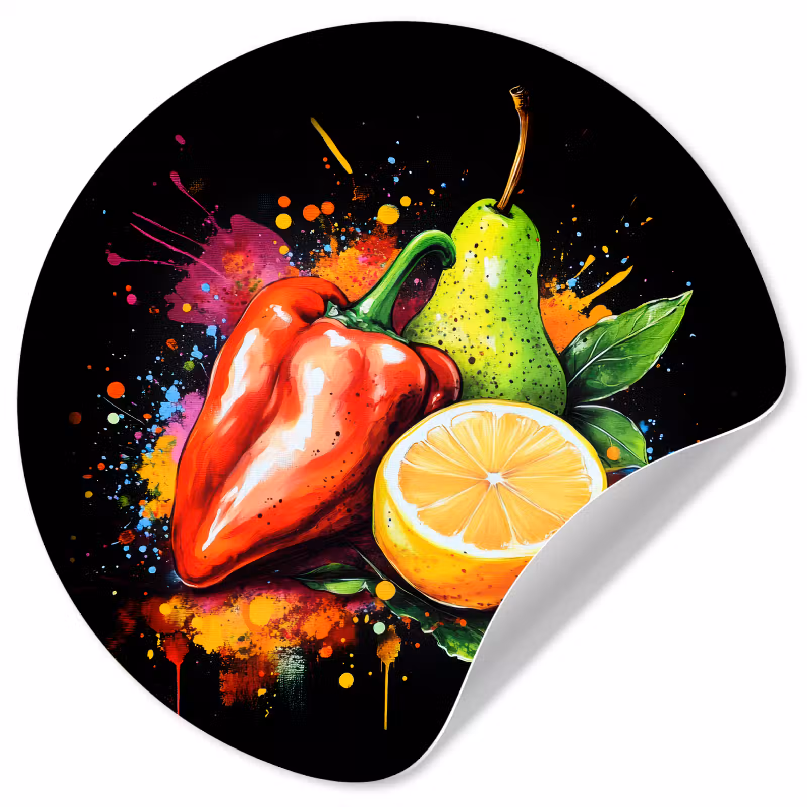 Behangcirkel - Paprika - Peer - Citroen - Graffiti - Verf - Abstract — 1