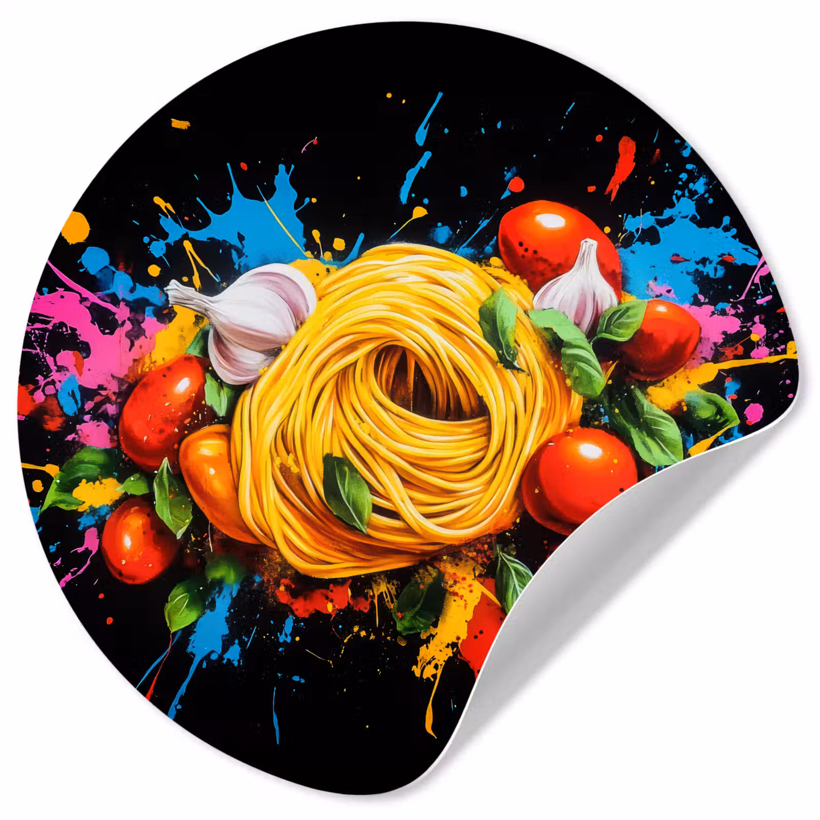 Behangcirkel - Spaghetti - Graffiti - Verf - Kleurrijk - Eten - Modern — 1