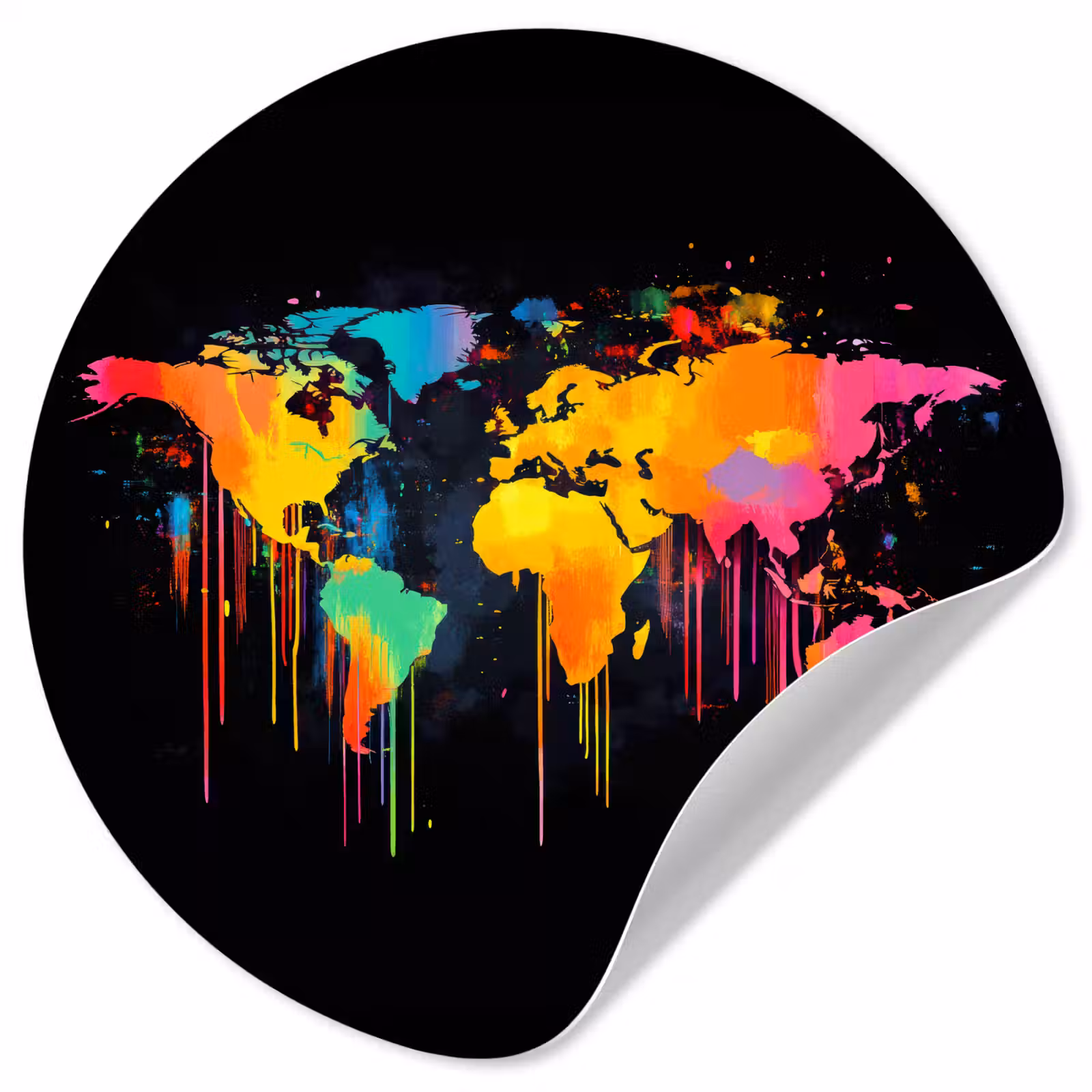 Behangcirkel - Wereldkaart - Verf - Kleurrijk - Graffiti - Wereld — 1