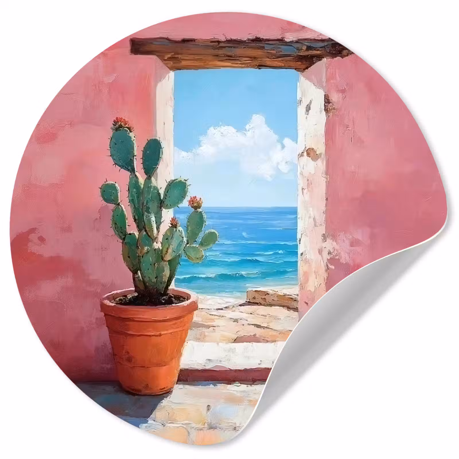 Behangcirkel - Zee - Roze - Cactus — 1