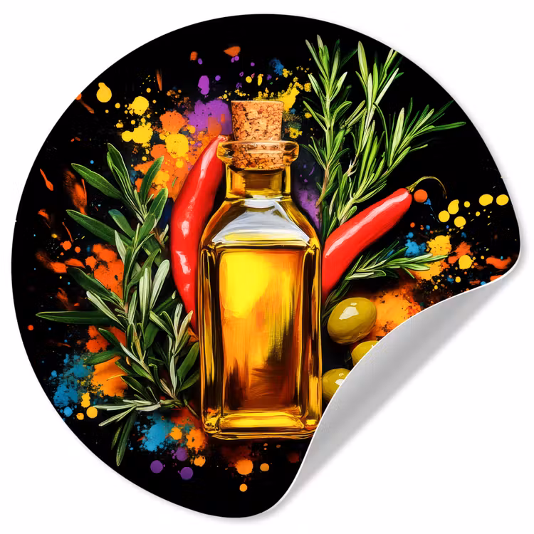 Behangcirkel - Olijfolie - Graffiti - Peper - Olijven - Modern — 1