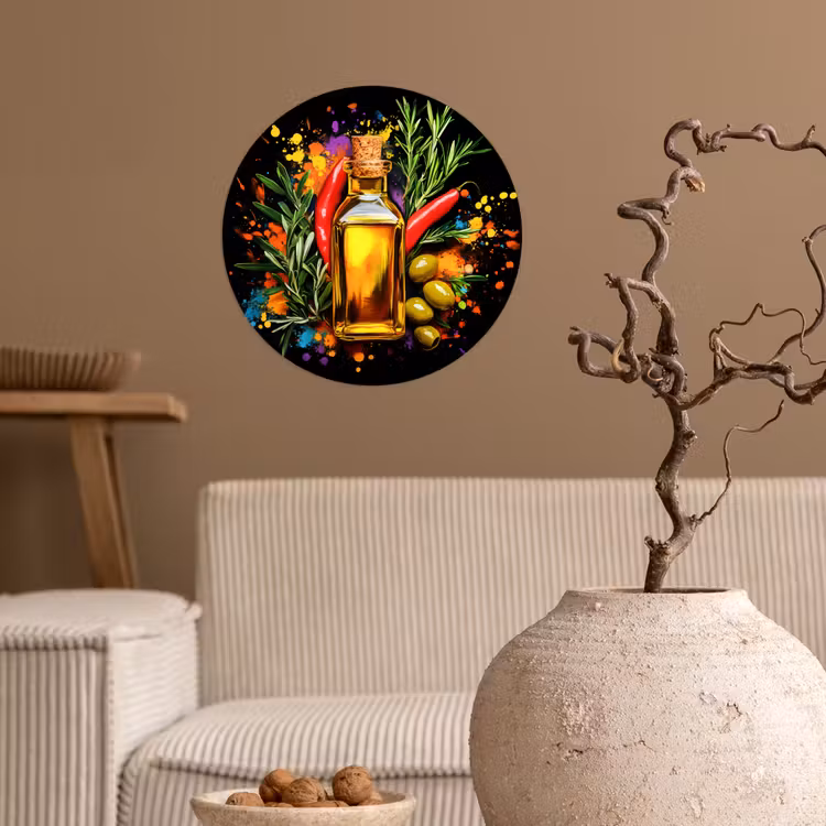 Behangcirkel - Olijfolie - Graffiti - Peper - Olijven - Modern — 2
