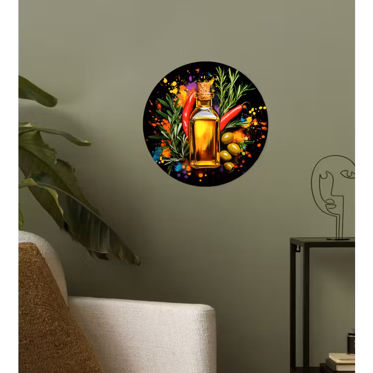 Behangcirkel - Olijfolie - Graffiti - Peper - Olijven - Modern — 3