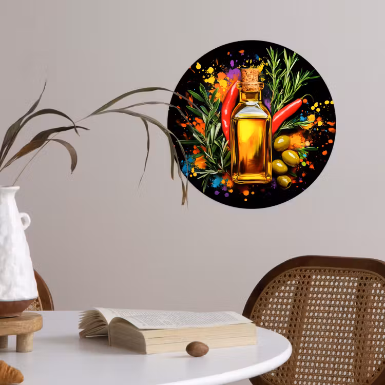 Behangcirkel - Olijfolie - Graffiti - Peper - Olijven - Modern — 4