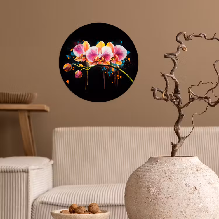 Behangcirkel - Orchidee - Graffiti - Kleurrijk - Bloemen - Abstract — 2