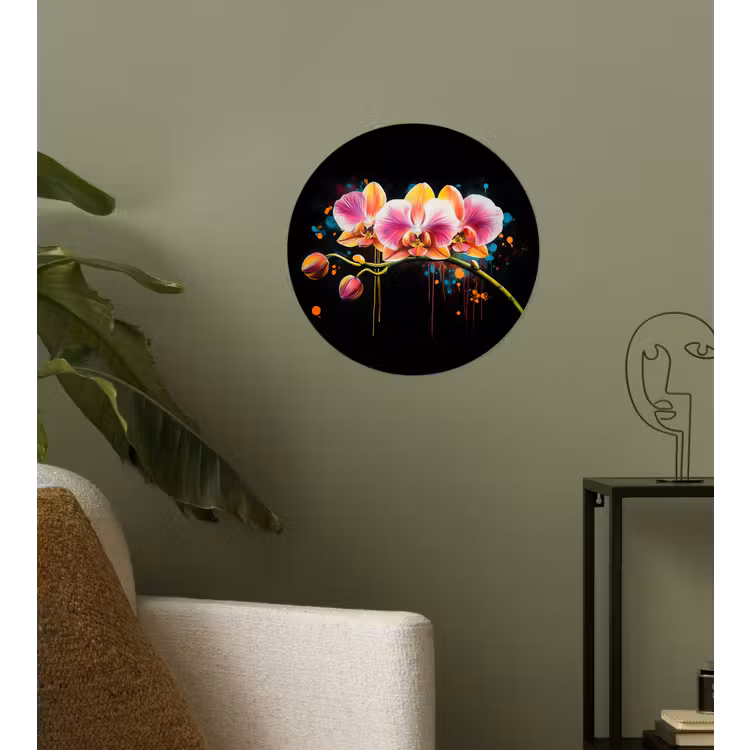 Behangcirkel - Orchidee - Graffiti - Kleurrijk - Bloemen - Abstract — 3