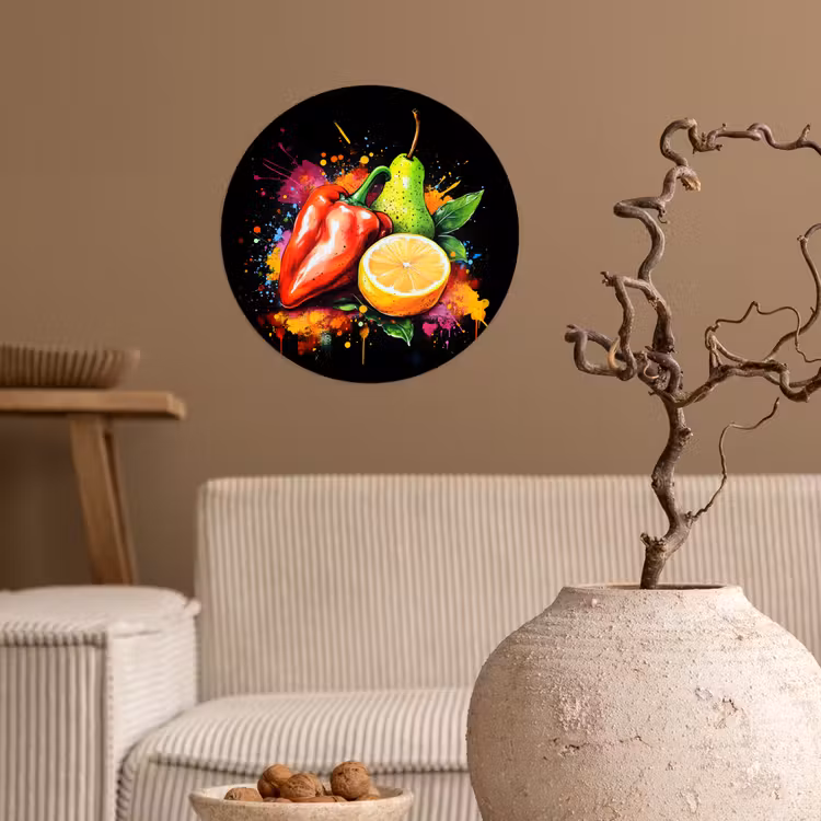 Behangcirkel - Paprika - Peer - Citroen - Graffiti - Verf - Abstract — 2