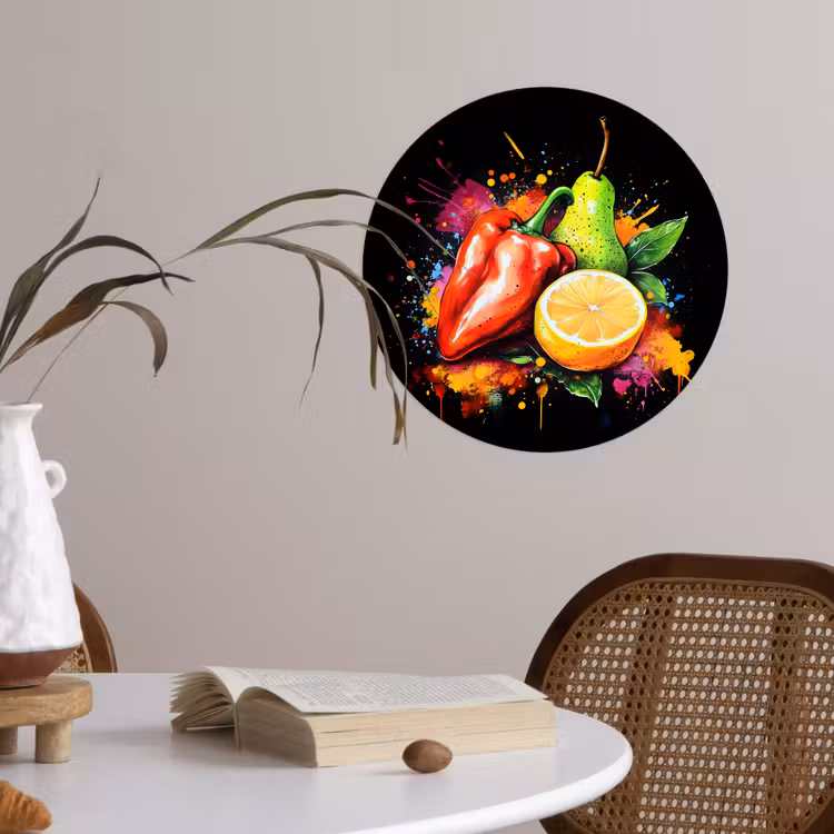 Behangcirkel - Paprika - Peer - Citroen - Graffiti - Verf - Abstract — 4