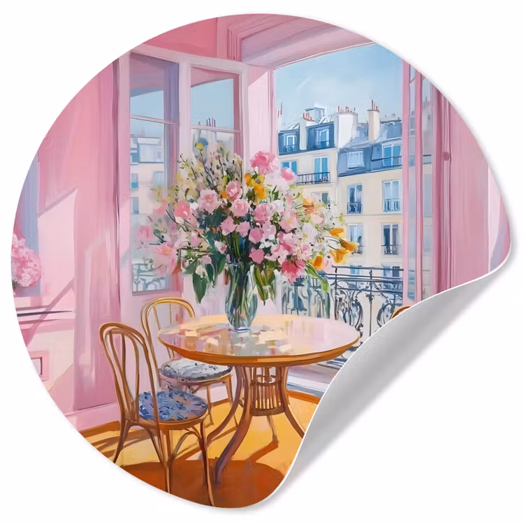 Behangcirkel - Pink - City - Bloemen — 1