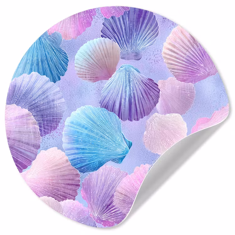 Behangcirkel - Schelpen - Paars - Blauw - Patroon — 1