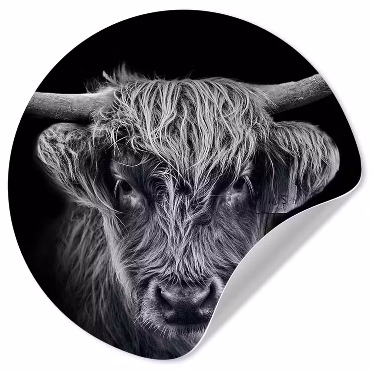 Behangcirkel - Schotse hooglander - Zwart - Koe - Dieren — 1