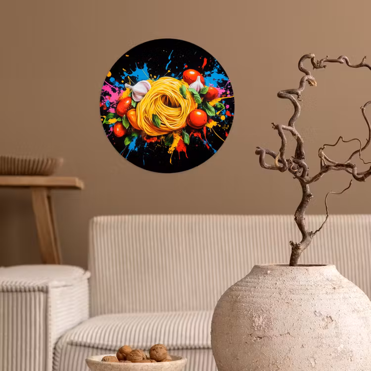 Behangcirkel - Spaghetti - Graffiti - Verf - Kleurrijk - Eten - Modern — 2